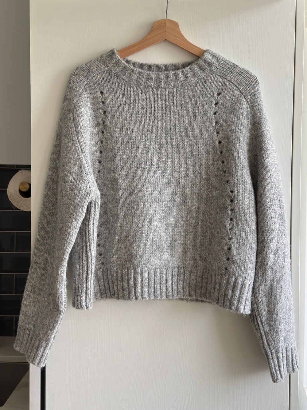 per una Grey Crewneck Knit Sweater - Size S